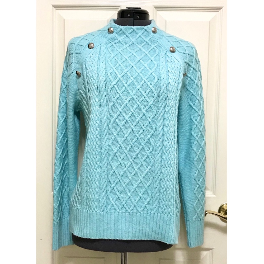 Talbots Cable Knit Mock Neck Sweater